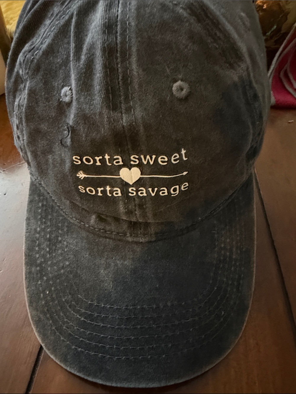 "Sorta Sweet Sorta Savage" Embroidered Baseball Cap - Black